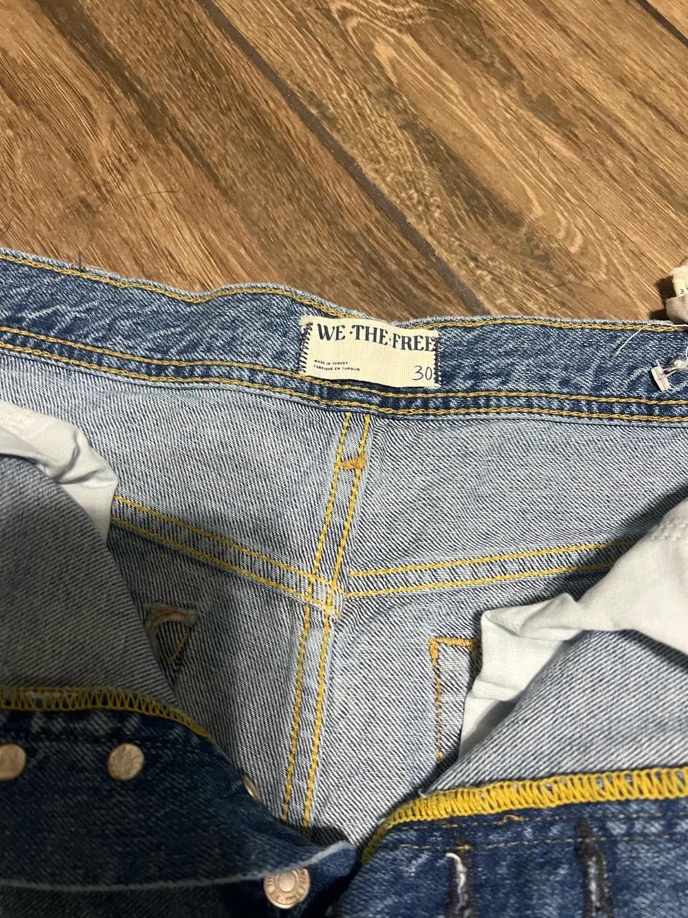 We The Free Maggie Mid Rise Jeans Size 30 Distressed Raw Hem Straight Leg